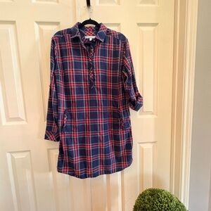 Southern Tide EUC- Navy and Red Plaid Button Down Shirt Dress